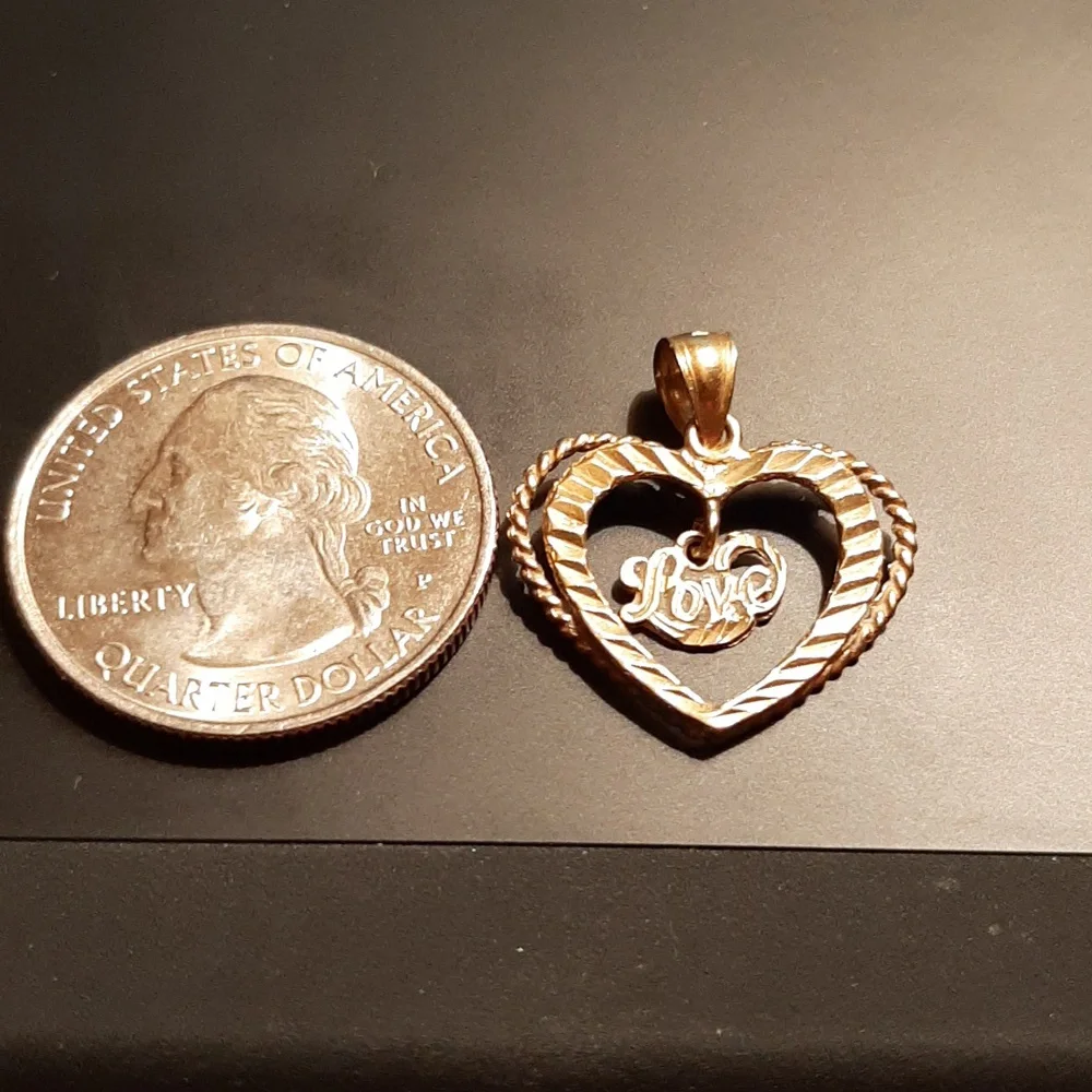 14K Gold Heart with Love - Picture 3 of 5